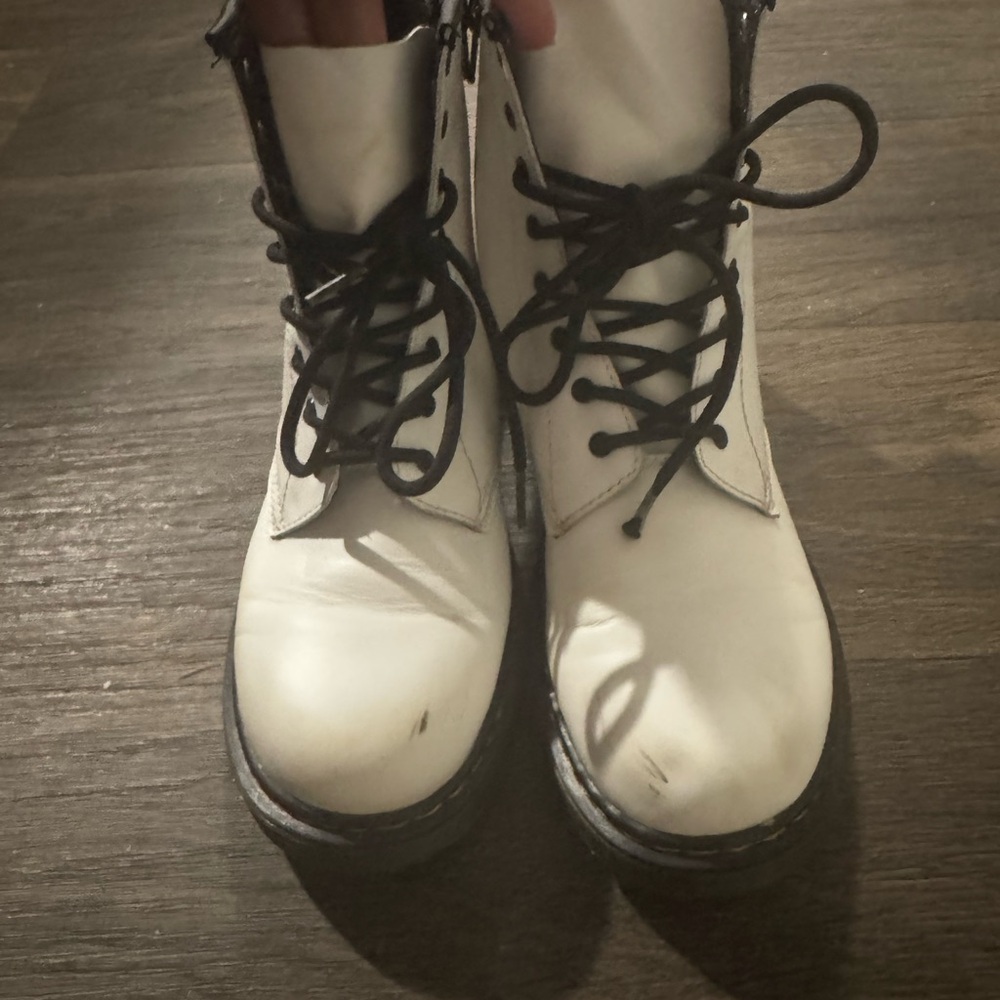 Dr. Martens White and Black Combat Boots